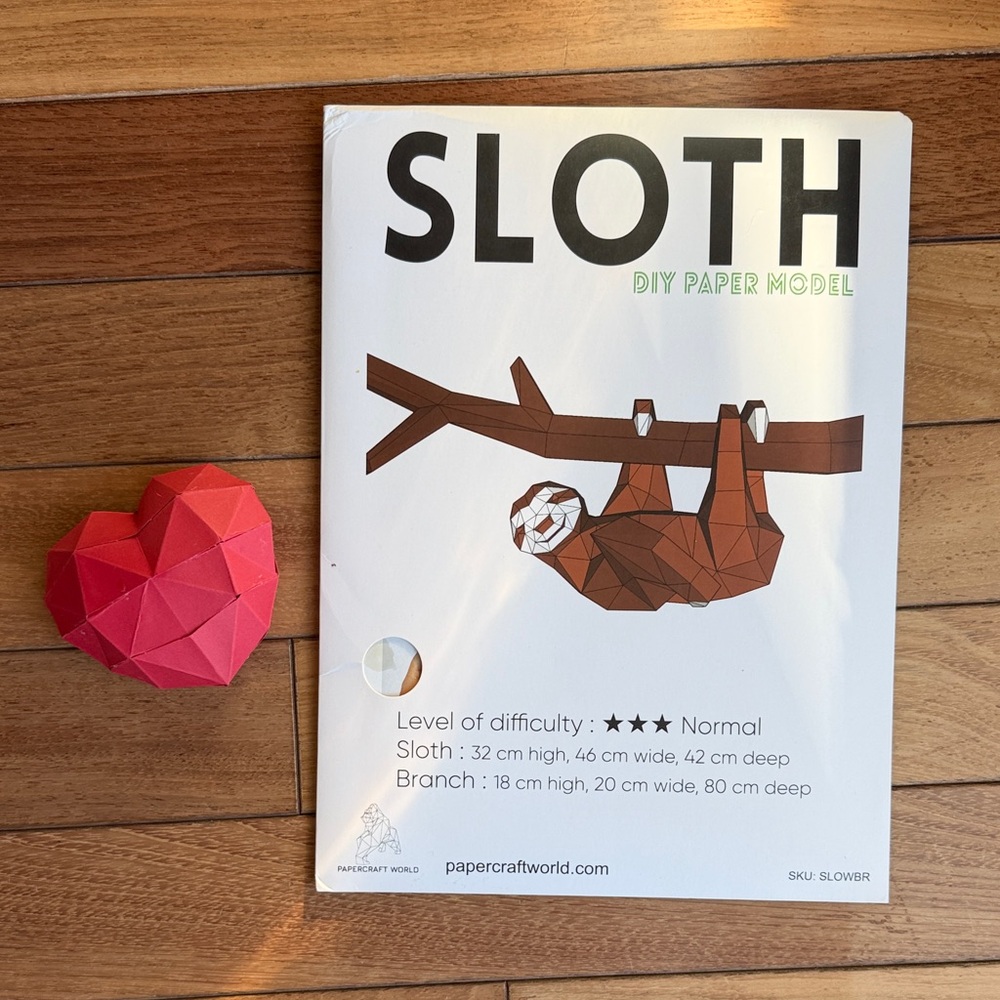 Sloth DIY Paper Model Kit - White & Brown